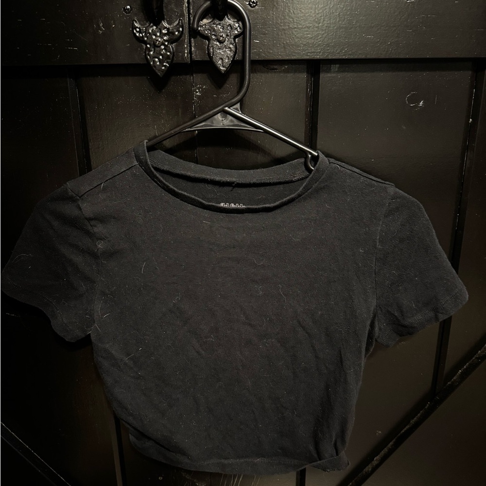 Wild Fable Black Fitted Crop T-Shirt